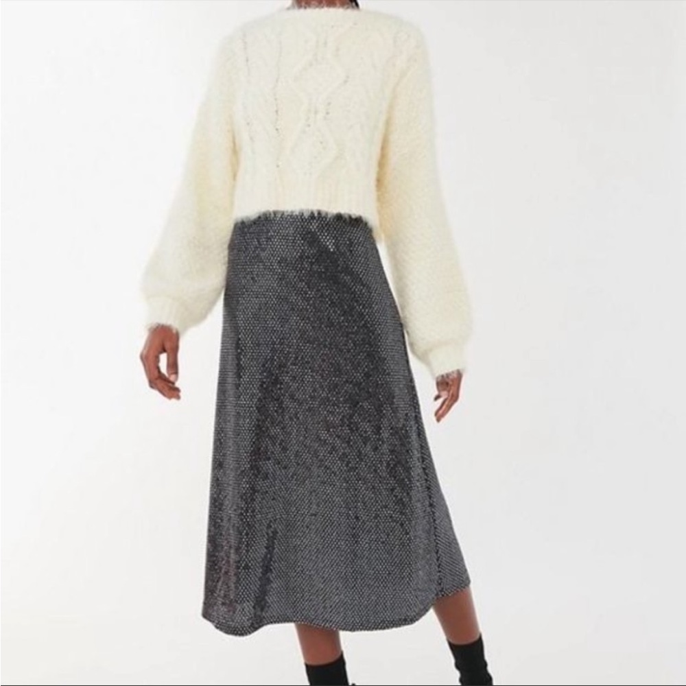 Urban outfitters black sequin midi skirt